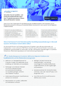 Verwalten Sie die Qualitäts- und Nonkonformitätsanforderungen Ihrer Produktionsprozesse in Ihrem Microsoft Dynamics System
