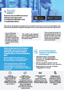 First Article Inspection Accelerator für Dynamics 365 Finance und Operations