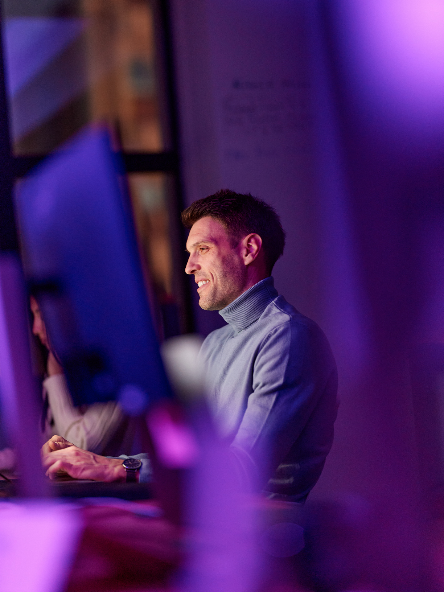 professional working on computer systems in technical environment