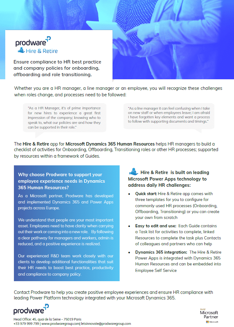 Hire & Retire for Human Resources | Brochure | Prodware Georgia