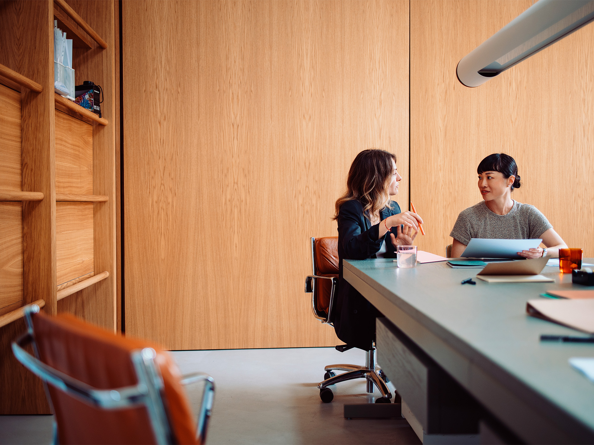 business team discussing project strategy during office meeting