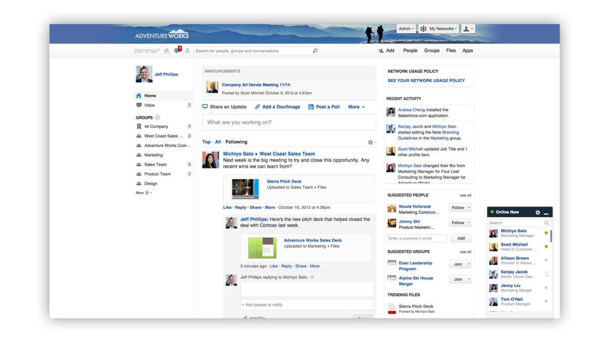 Fil d'actualités Yammer