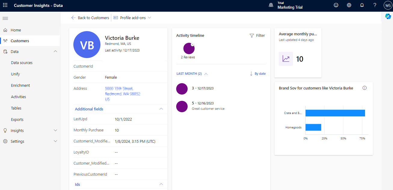 vue sur le segmentation client dans dynamics 365 customer insights