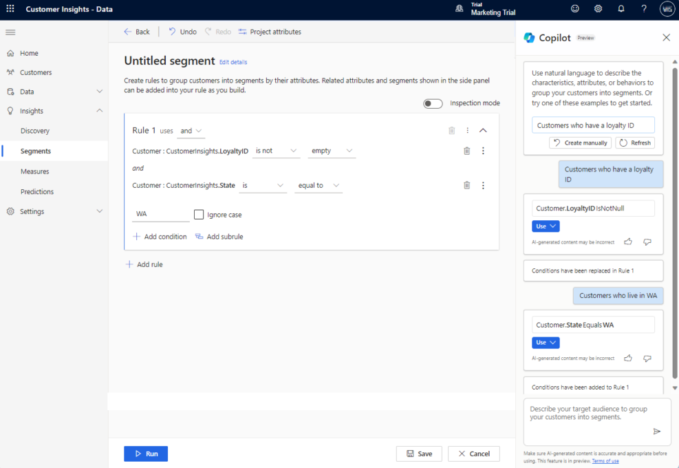 vue sur le segmentation client dans dynamics 365 customer insights