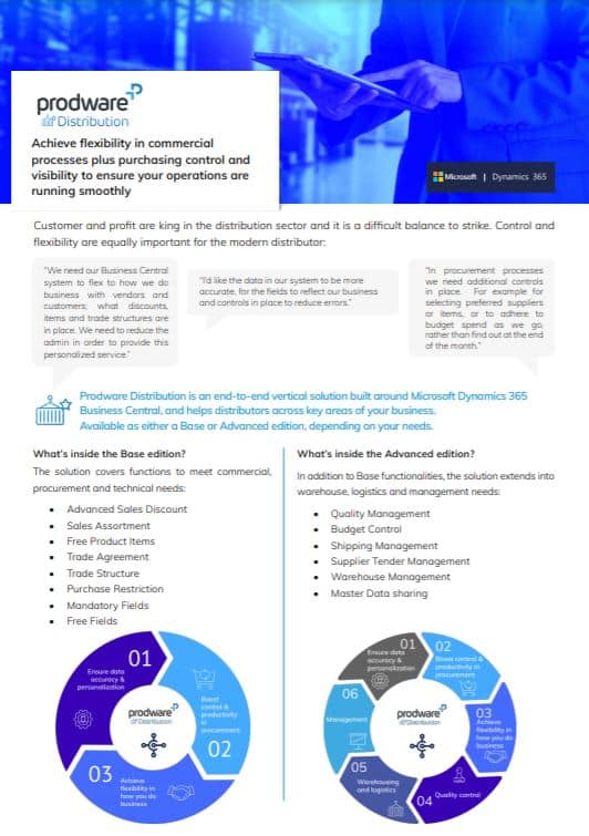 Distribution pour Microsoft Dynamics 365 Business Central