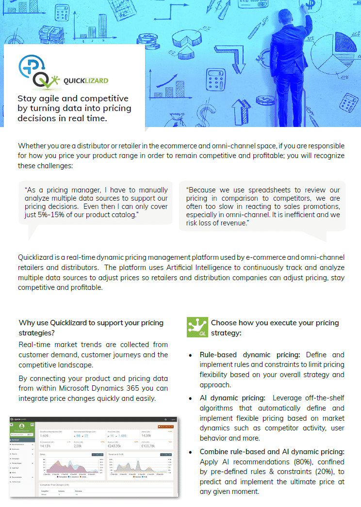 Quicklizard | solution de tarification dynamique | Plaquette