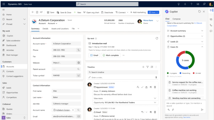 Account 360 view in Microsoft Dynamics 365 Sales