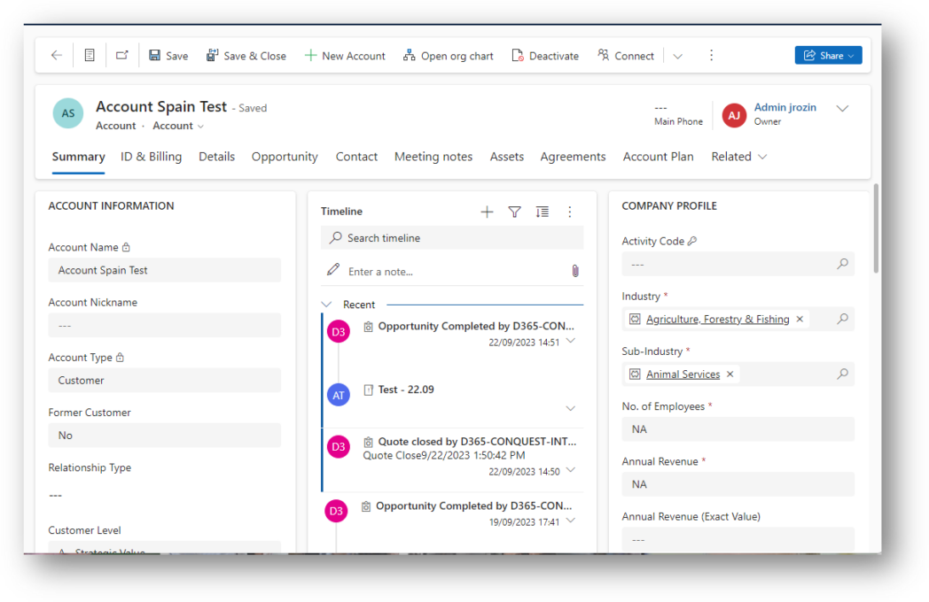 Klantkaart in Microsoft Dynamics 365 Sales
