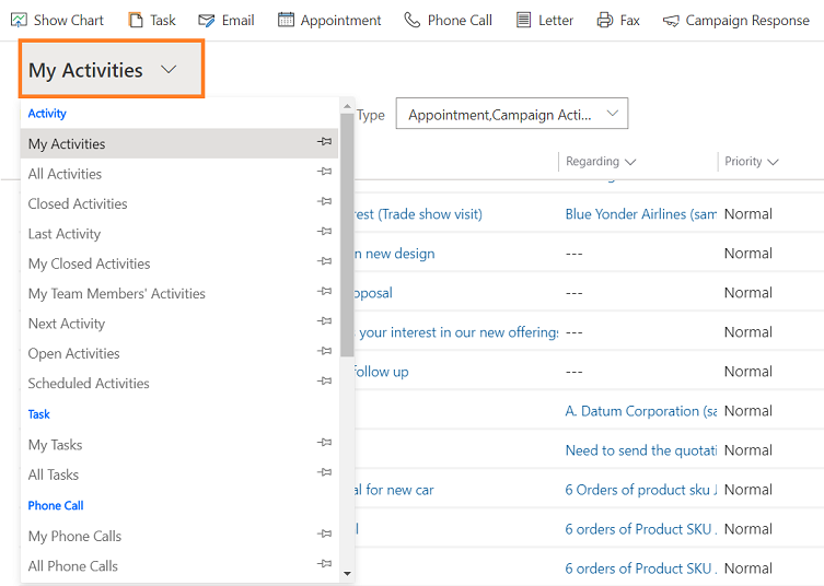 Activieiten beheer in Microsoft Dynamics 365 Sales