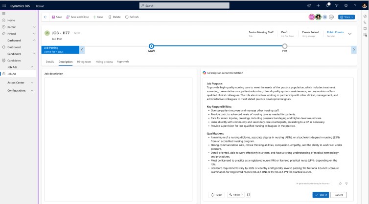 Microsoft Copilot genereert automatisch functieomschrijvingen