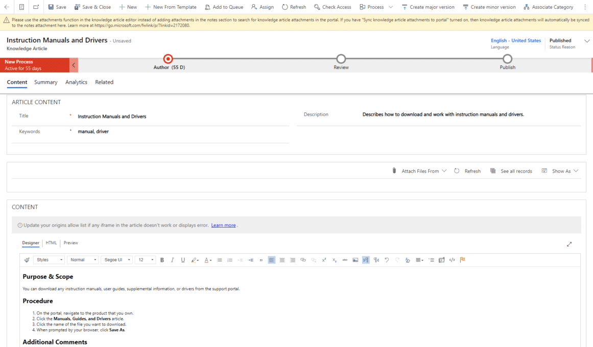 Een artikel maken voor de knowledge base
