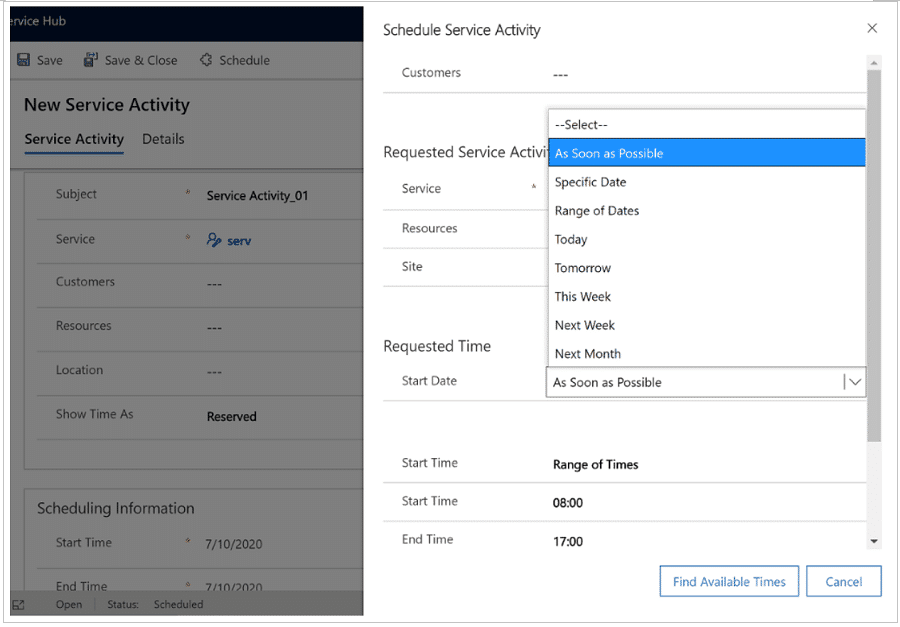Serviceplanning in Microsoft Dynamics 365 Customer Service