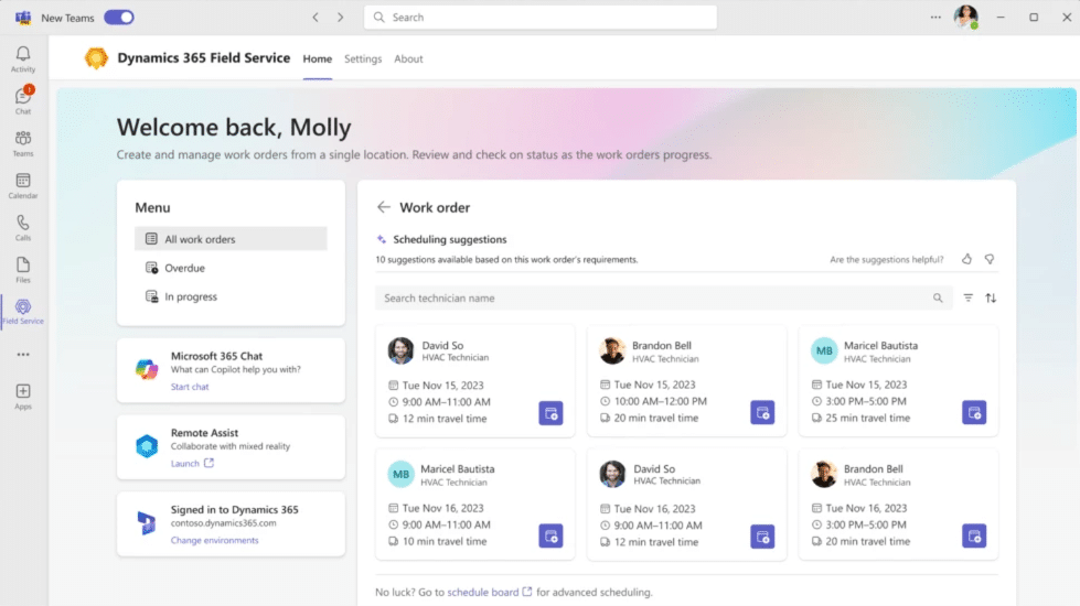 Copilot in Dynamics 365 Field Service via Team