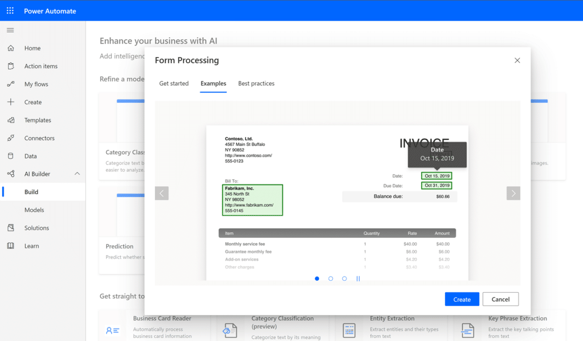 Microsoft AI Builder in Power Automate