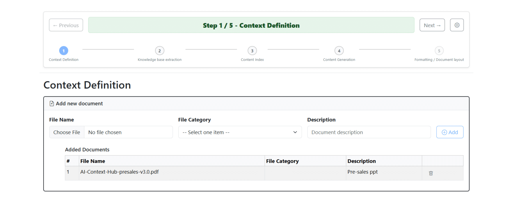 Step 1 ai content-generator