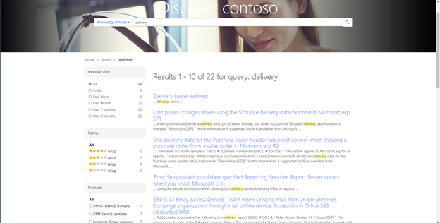 Search in Knowledge Management portal