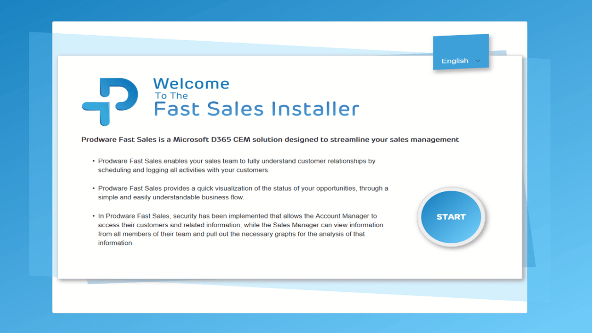 Fast Sales - Get up and running yourself with the install wizard