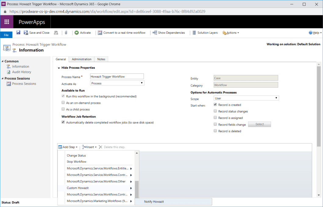 Howazit trigger workflow