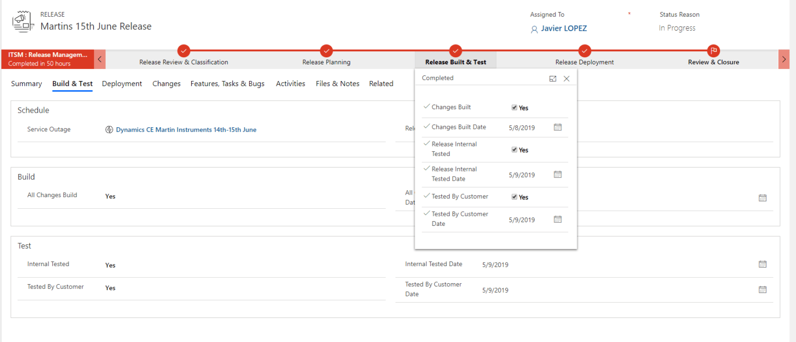 ITSM Build and Test in Release management