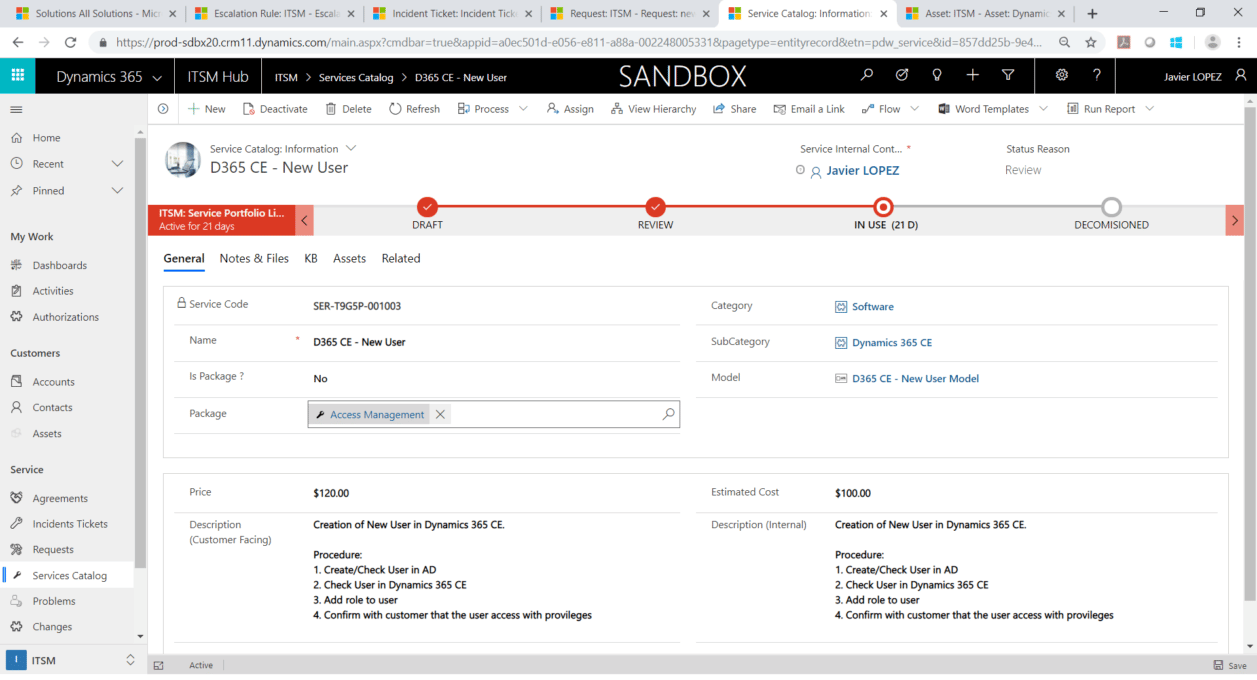 ITSM Service catalog in Request Fulfilment