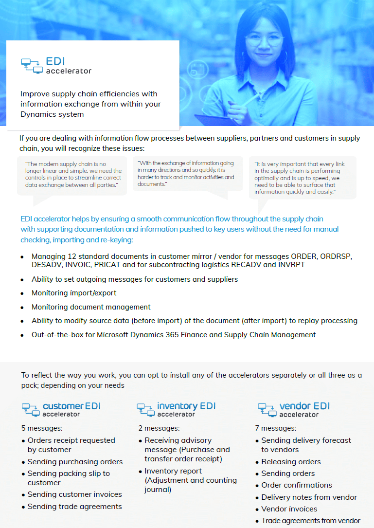 EDI accelerator for Dynamics 365 Finance and Operations brochure thumbnail