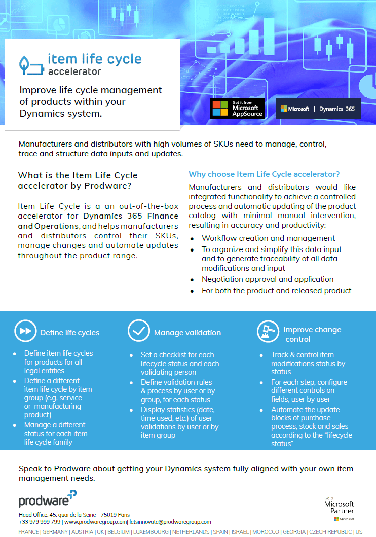 Item Life Cycle accelerator for Dynamics 365 Finance and Operations brochure thumbnail