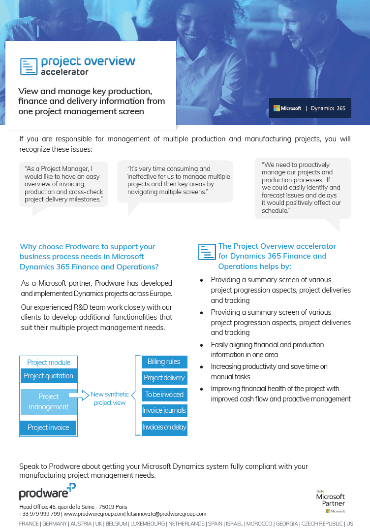 Project Overview accelerator for Dynamics 365 Finance and Operations brochure thumbnail