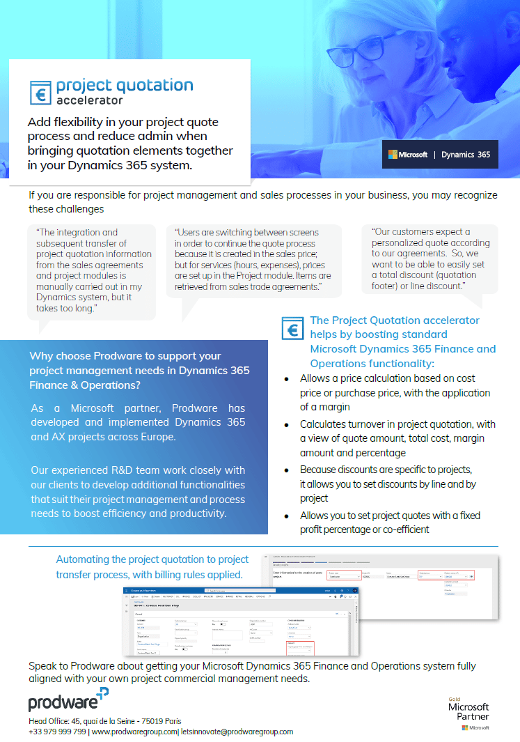 Project Quotation accelerator for Dynamics 365 Finance and Operations brochure thumbnail