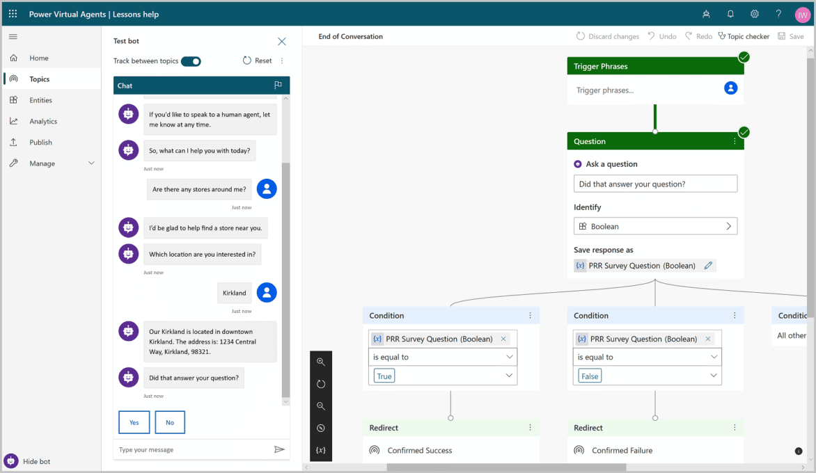 Microsoft Power Virtual Agents with AI