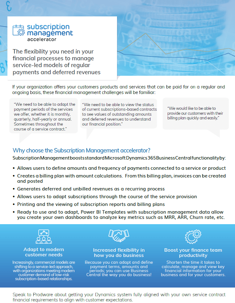 Subscription Management accelerator for Dynamics 365 Business Central brochure thumbnail
