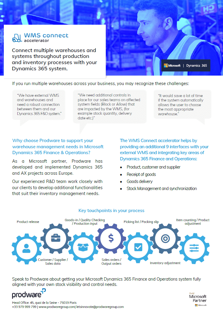 WMS Connect accelerator for Dynamics 365 Finance and Operations brochure thumbnail