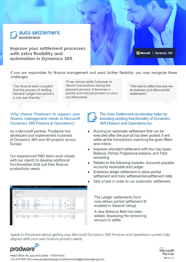 Auto Settlement accelerator for Dynamics 365 Finance and Operations brochure thumbnail