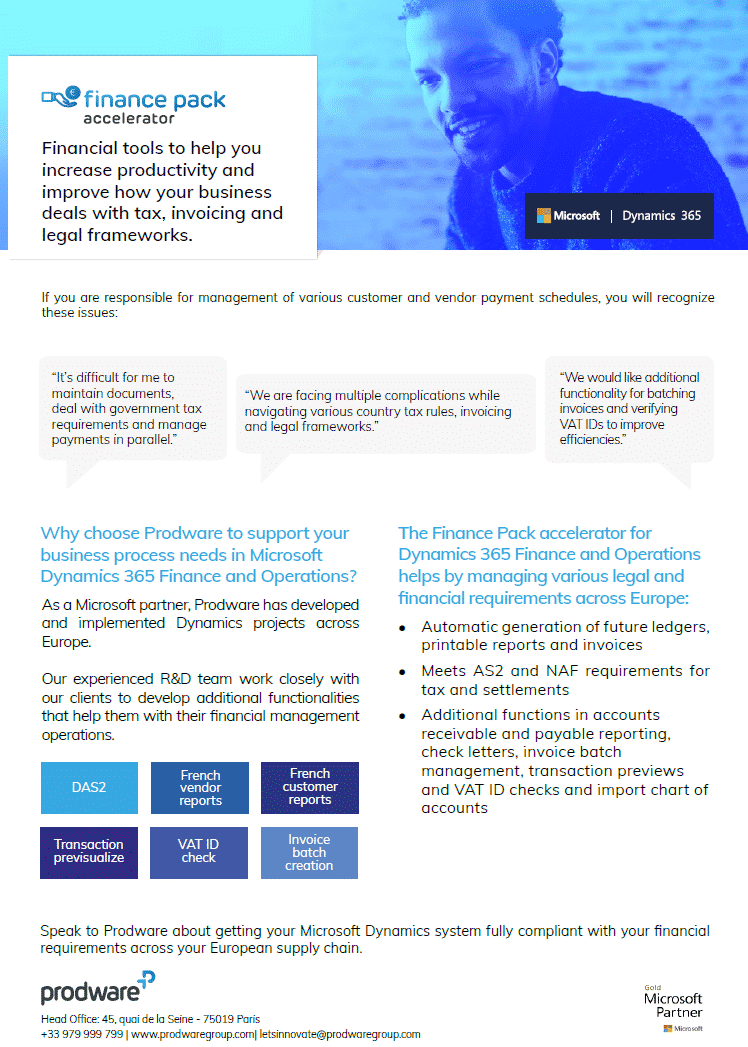 Finance Pack accelerator for Dynamics 365 Finance and Operations brochure thumbnail
