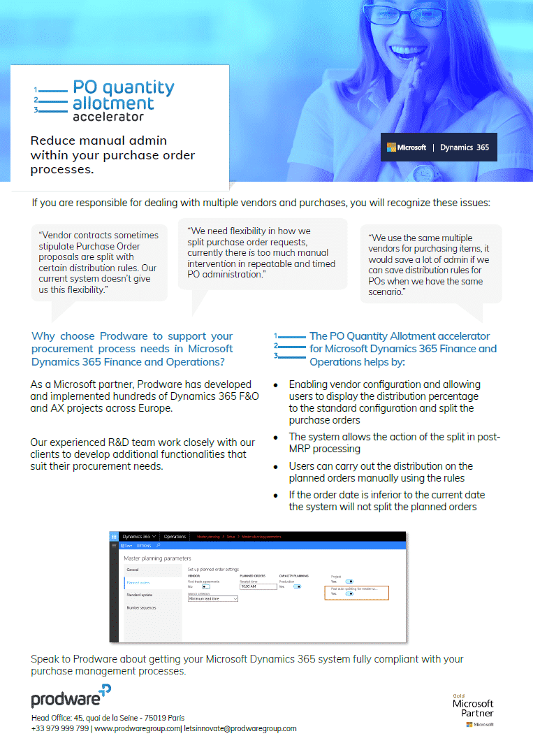 PO Quantity Allotment accelerator for Dynamics 365 Finance and Operations brochure thumbnail