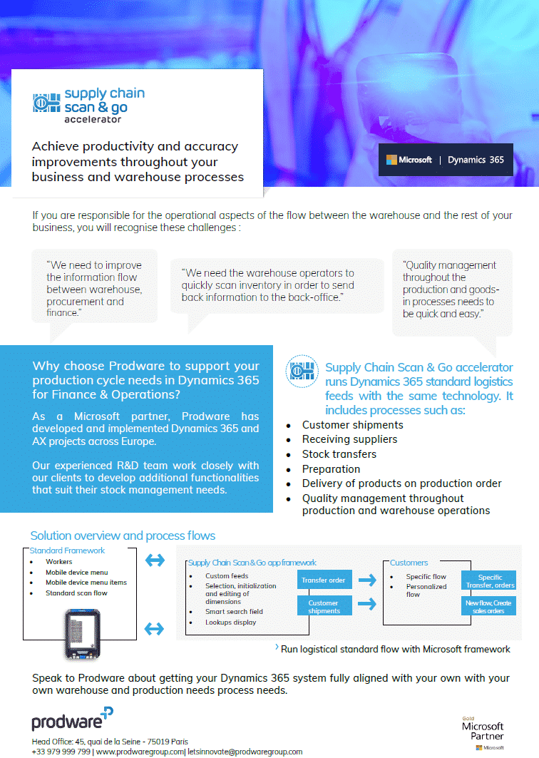 Supply Chain Scan Go accelerator for Dynamics 365 Finance and Operations brochure