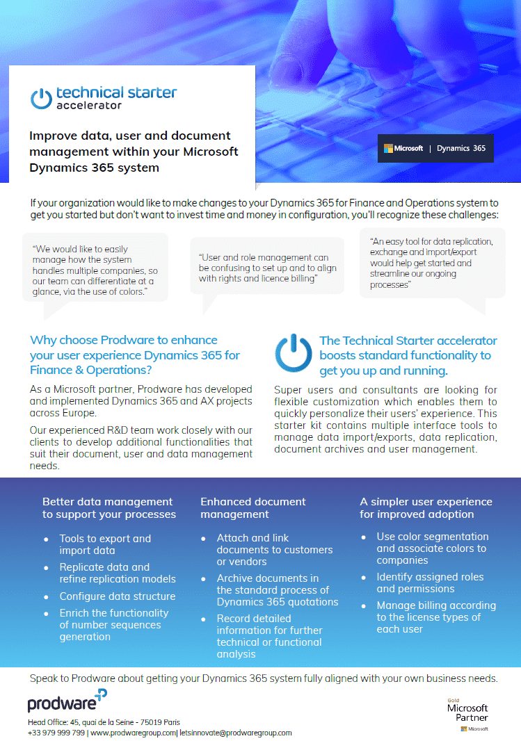 Technical Starter accelerator for Dynamics 365 Finance and Operations brochure thumbnail