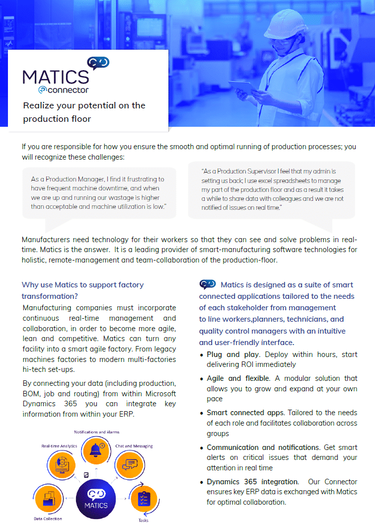 Matics smart production floor technology for Dynamics 365 brochure thumbnail