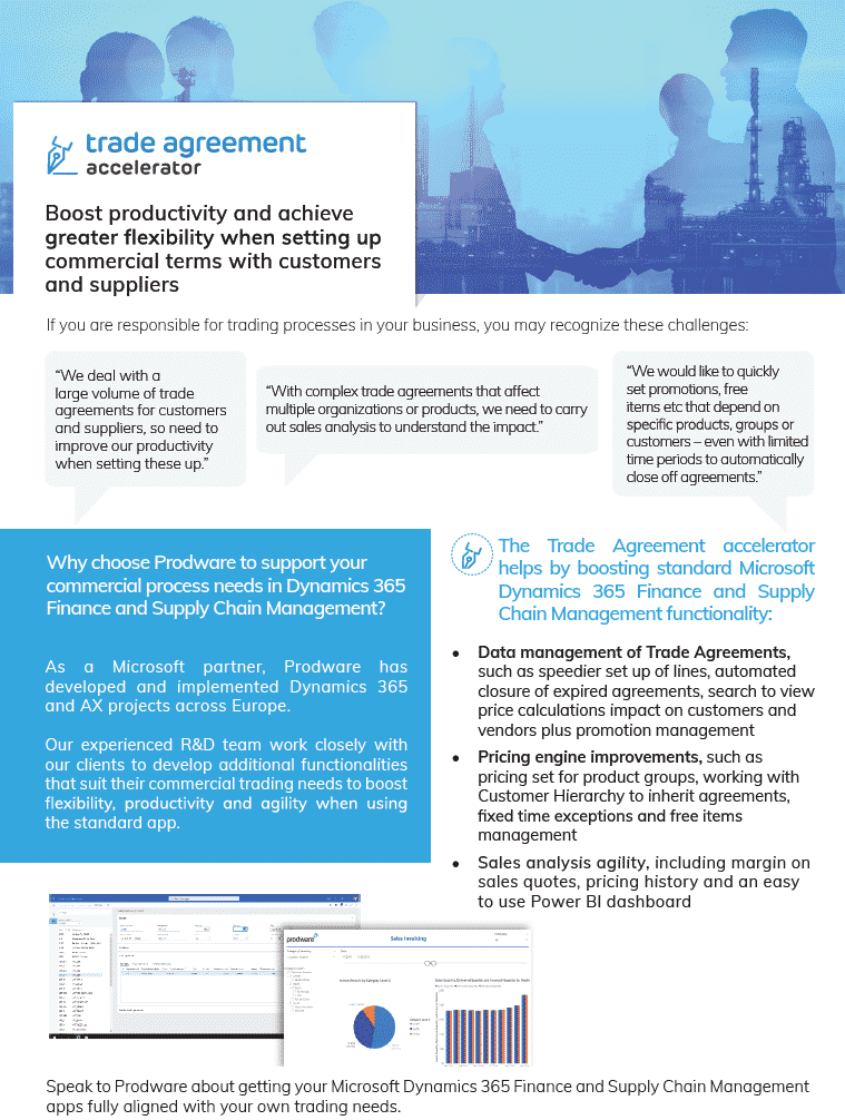 Trade Agreement accelerator for Dynamics 365 Finance and Operations brochure thumbnail