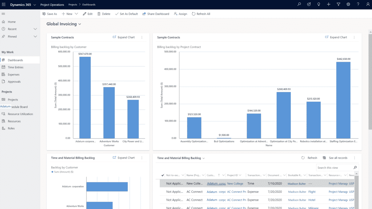 Microsoft Dynamics 365 Project Operations project accounting