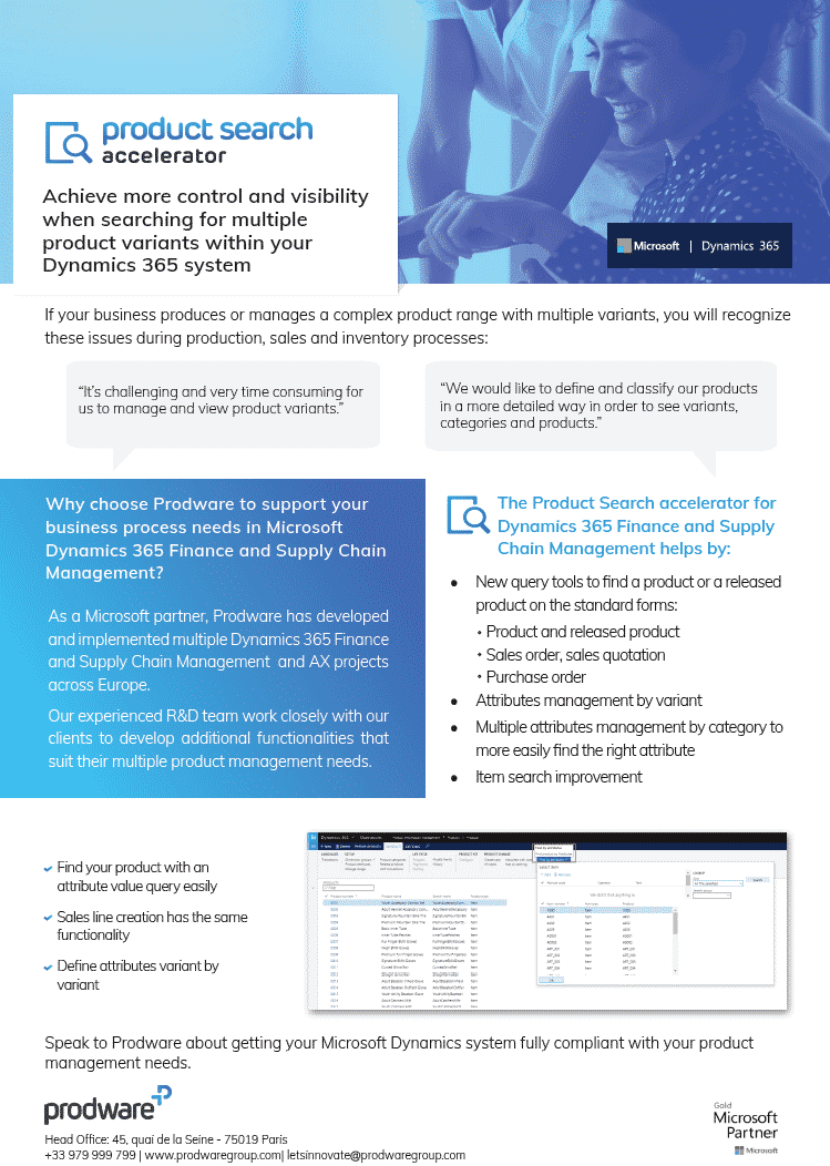 Product Search accelerator for Dynamics 365 Finance and Supply Chain Management brochure thumbnail