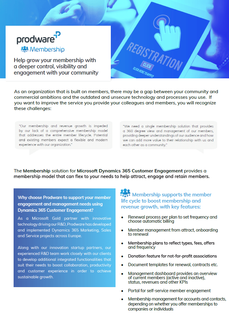 Membership for Microsoft Dynamics 365 Customer Engagement brochure thumbnail