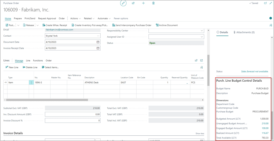 Budget Control accelerator for Business Central