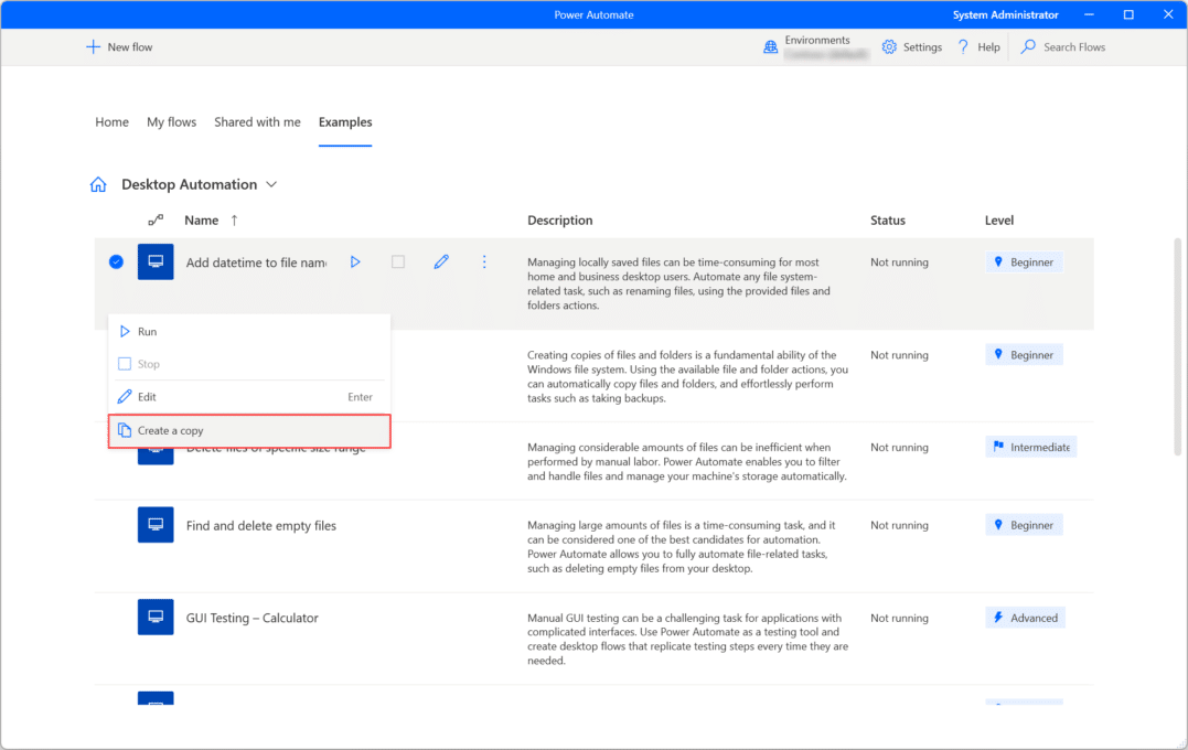 Desktop automation – copying an existing workflow