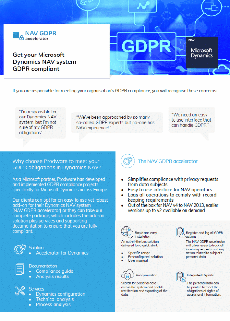 GDPR accelerator for Microsoft Dynamics NAV