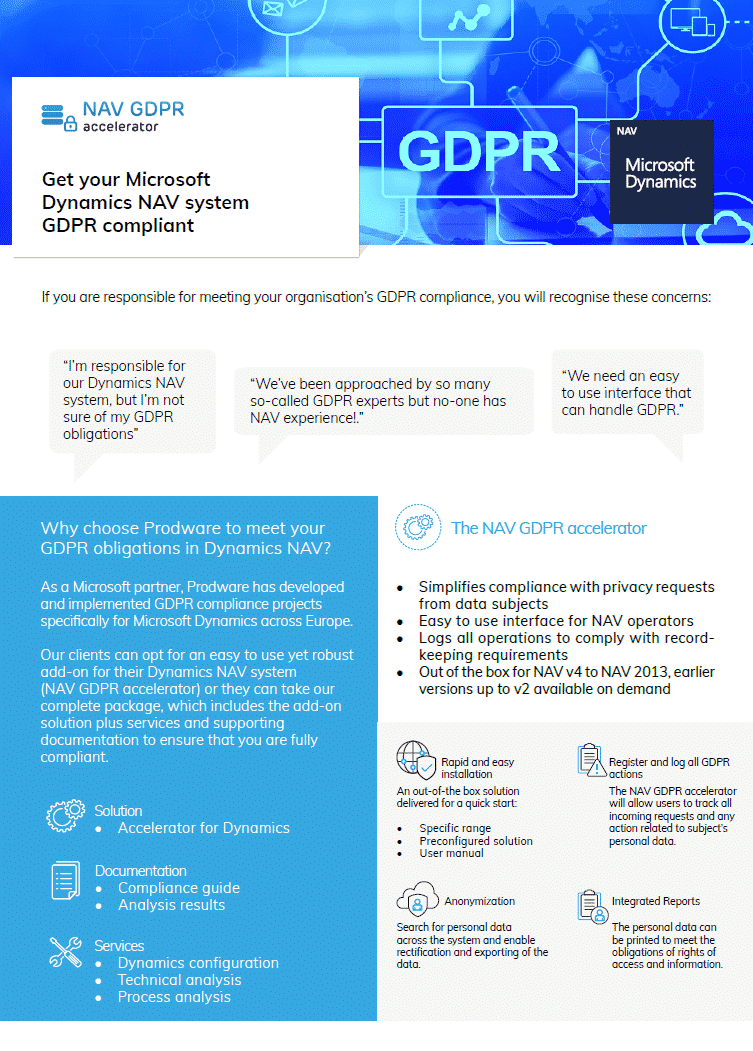 GDPR accelerator for Microsoft Dynamics NAV